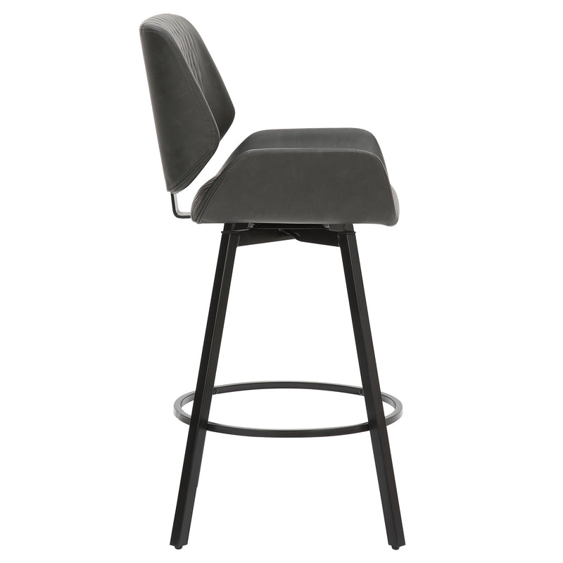 4. "Fraser 26" Counter Stool in Vintage Charcoal Faux Leather and Black, set of 2"