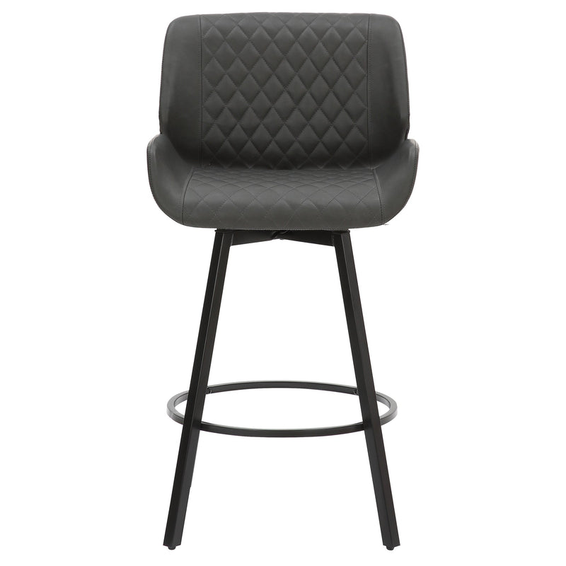 5. "Set of 2 Fraser 26" Counter Stools with Swivel in Vintage Charcoal Faux Leather and Black"