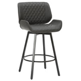 1. "Fraser 26" Counter Stool set of 2 with Swivel in Vintage Charcoal Faux Leather and Black"
