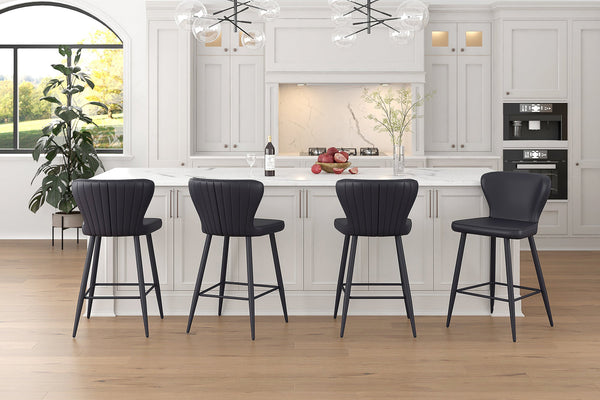 2. "Black Faux Leather Counter Stools - Set of 2, perfect for modern kitchens"