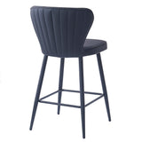 3. "Clover 26" Counter Stool - Black Faux Leather and Black, ideal for contemporary bar areas"