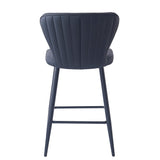 6. "Clover 26" Counter Stool, Set of 2 - Black Faux Leather and Black, enhances your home decor"