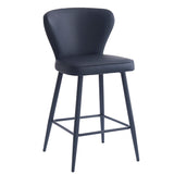 1. "Clover 26" Counter Stool, Set of 2, in Black Faux Leather and Black - Sleek and stylish seating option"