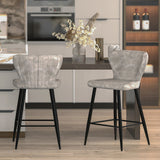 2. "Vintage Grey Faux Leather Counter Stools - Set of 2, 26" height, perfect for any counter or bar"