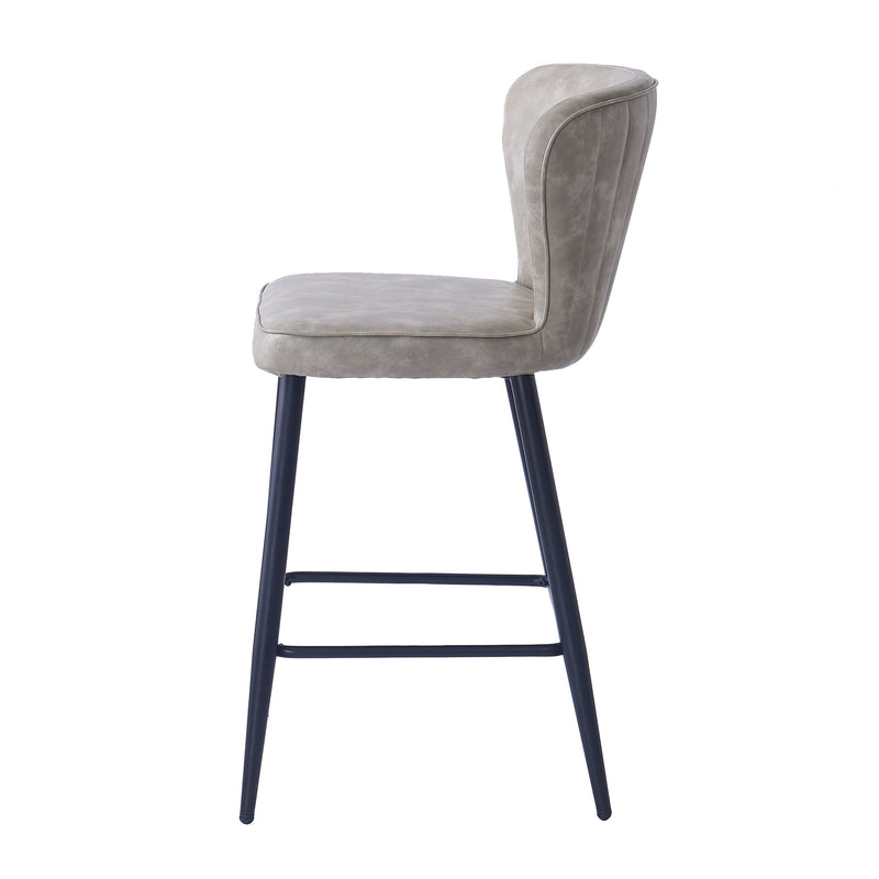 4. "Clover Counter Stools in Vintage Grey Faux Leather - Set of 2, 26" height, durable and easy to clean"