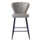 5. "Vintage Grey Faux Leather Counter Stools - Set of 2, 26" height, sleek and elegant design"