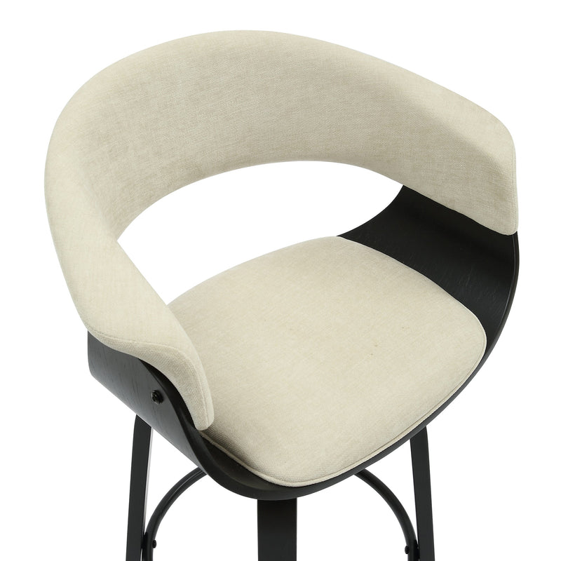 6. "Black Counter Stool with Beige Fabric - Versatile and trendy choice for your kitchen or bar"