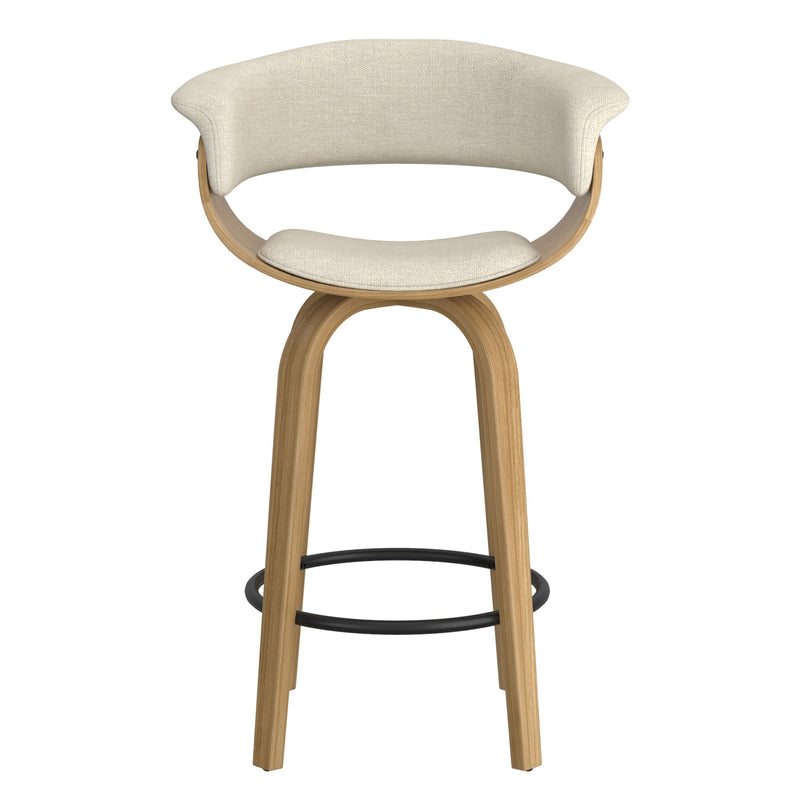 5. "Beige Fabric and Natural Counter Stool - Add a touch of sophistication to your space"