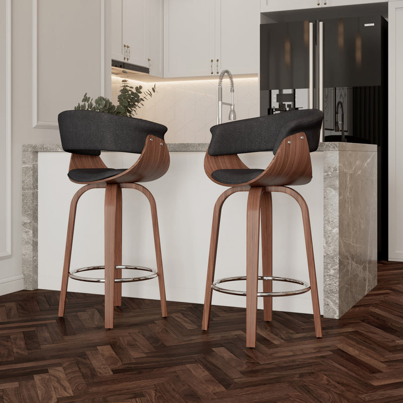 2. "Charcoal and Walnut Counter Stool - Perfect addition to any modern kitchen or bar"