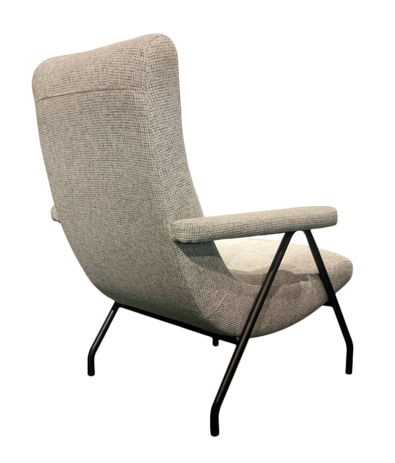 2. Stylish Retro Lounge Chair - Light Grey Tweed Upholstery