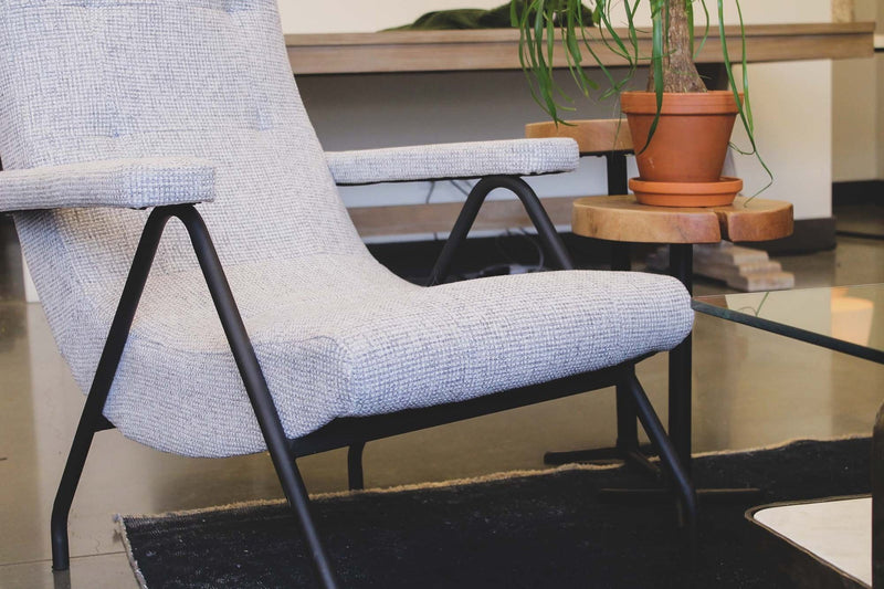 8. Retro Lounge Chair - Light Grey Tweed for Cozy Reading Nooks