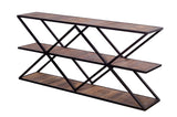 6. Vintage Console Table with Distressed Finish and Two Shelves
