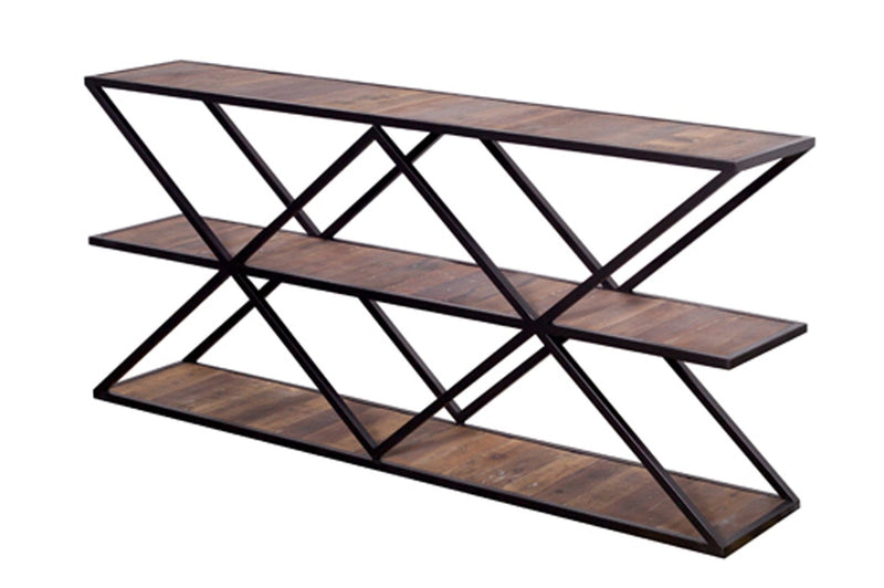 6. Vintage Console Table with Distressed Finish and Two Shelves