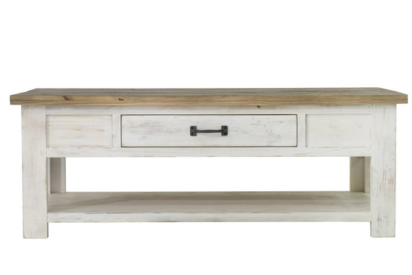 2. "Rustic Wooden Provence Coffee Table for Living Room"