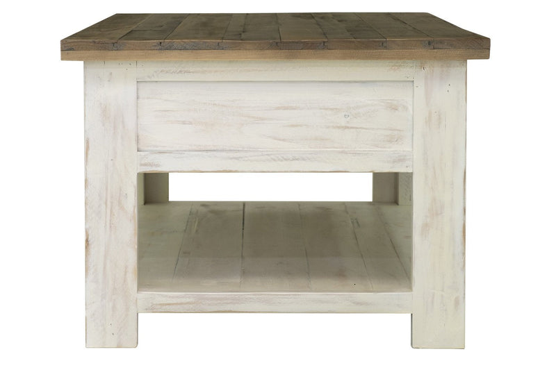 3. "Vintage Style Provence Coffee Table with Storage Shelf"