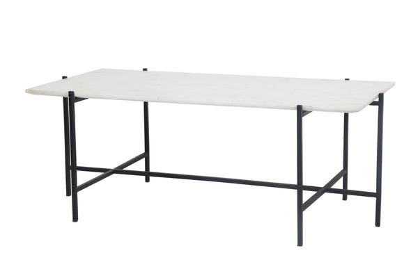1. "Function Rectangular Coffee Table - White Marble/Black Base - Sleek and modern design"