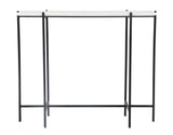2. "White Marble/Black Base Console Table - Versatile and functional furniture piece"