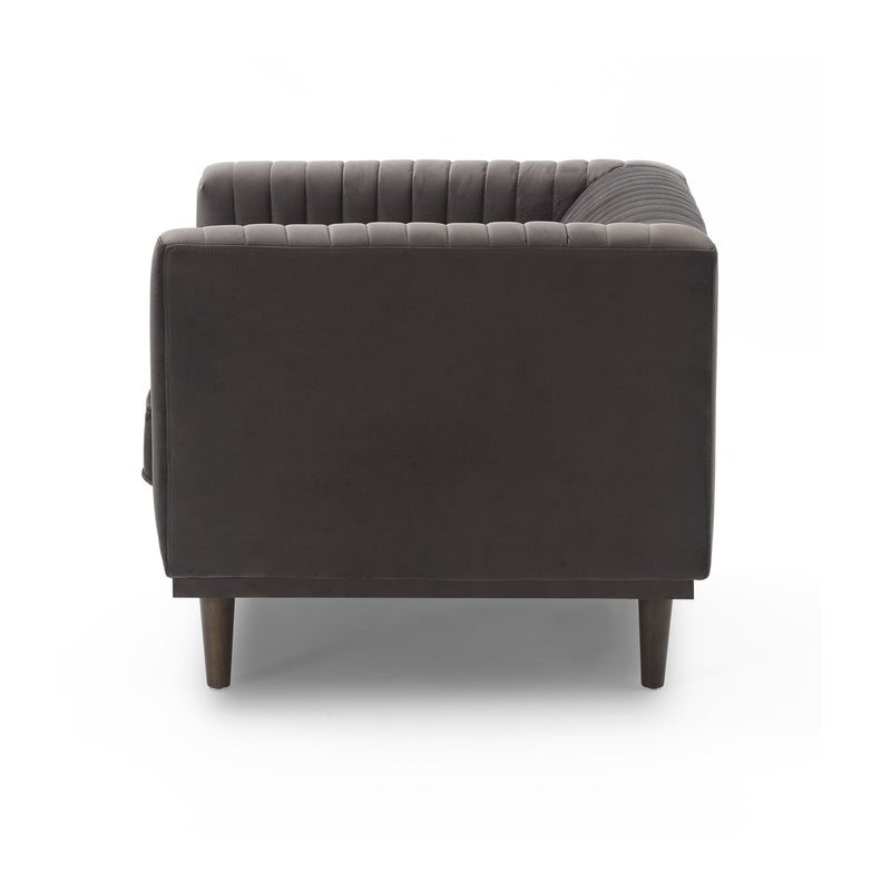 3. "Stone Grey Velvet Sage Club Chair with sturdy construction and luxurious feel"