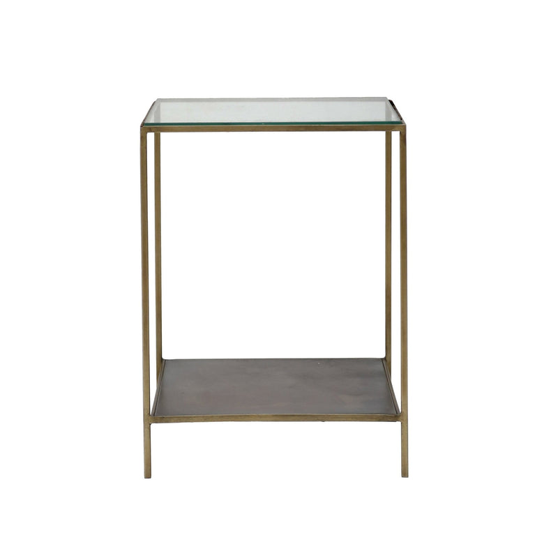 2. "Modern Venus Side Table featuring a durable glass top and metal frame"