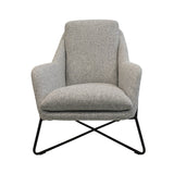 2. "Light Grey Tweed Romeo Lounge Chair with sturdy wooden frame and modern aesthetic"