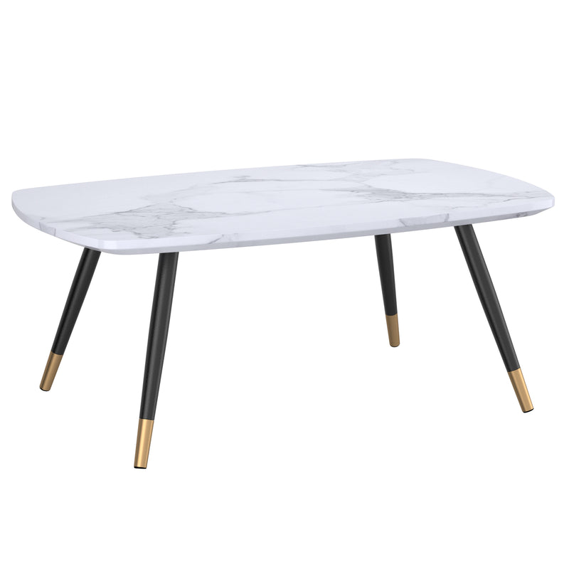 1. "Emery Rectangular Coffee Table in White and Black - Sleek and modern design"
