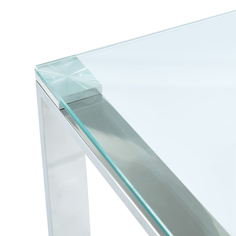 6. "Silver Zevon Coffee Table with a minimalist aesthetic and clean lines"