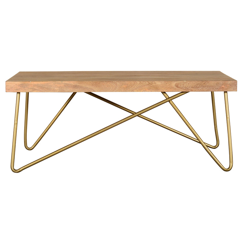 3. "Medium-Sized Madox Coffee Table in Natural and Aged Gold - Perfect for Small Spaces"