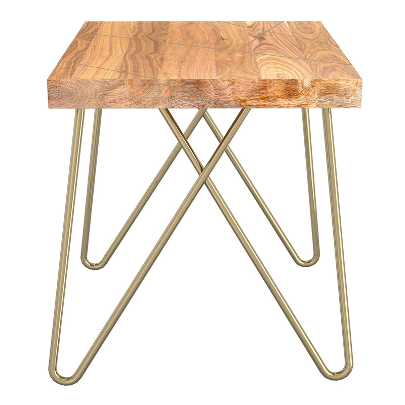 4. "Madox Coffee Table in Natural and Aged Gold - Handcrafted with Premium Materials"