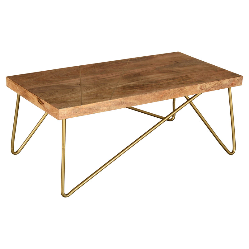 1. "Madox Coffee Table in Natural and Aged Gold - Elegant and Versatile Furniture Piece"