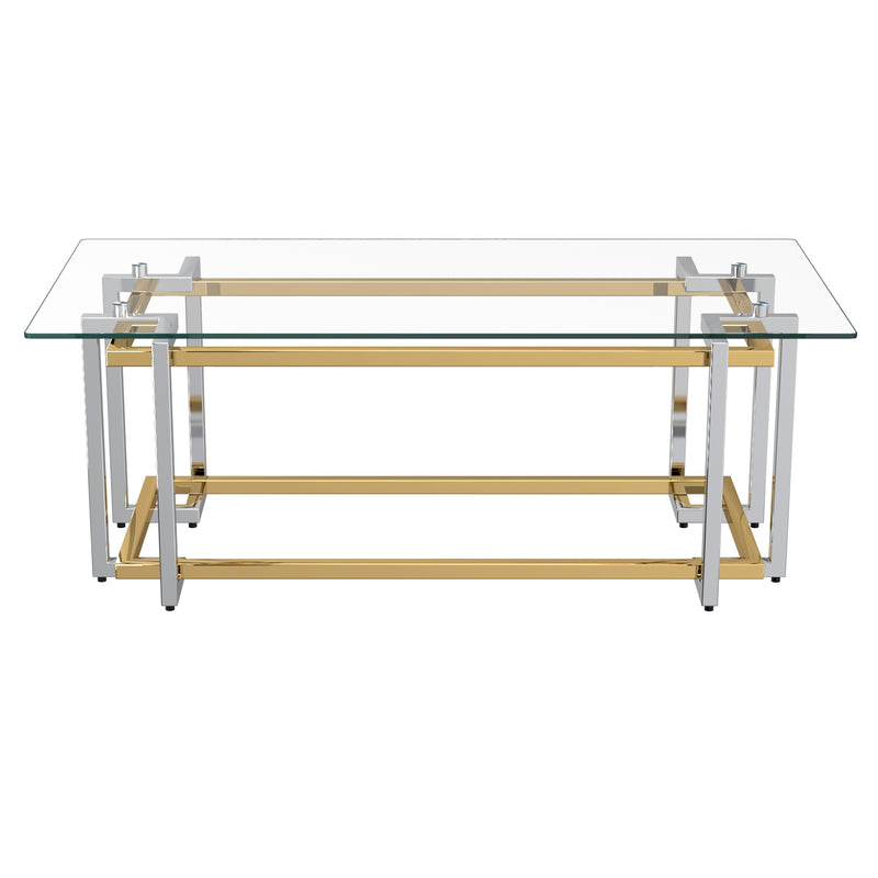 3. "Florina Coffee Table - Medium-sized table with a touch of silver and gold"