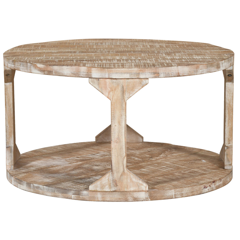 3. "Medium-sized round coffee table - Avni collection in Distressed Natural"