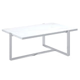 1. "Veno Coffee Table in White and Silver - Sleek and modern design"