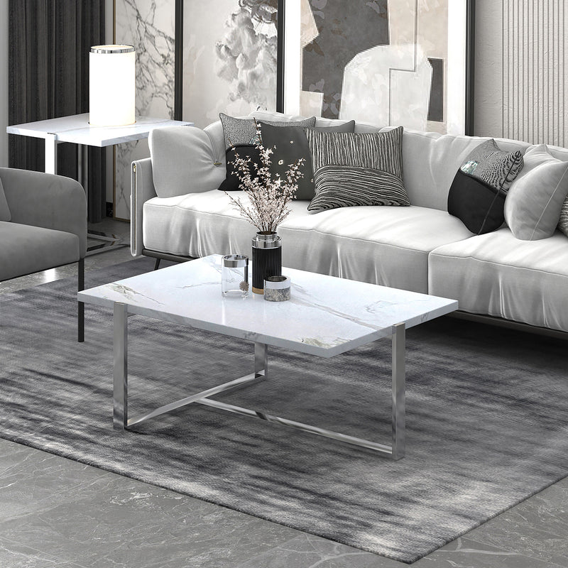 2. "White and Silver Veno Coffee Table - Stylish addition to any living room"