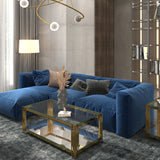 2. "Gold coffee table with a sleek and modern design - Estrel Rectangular Coffee Table"