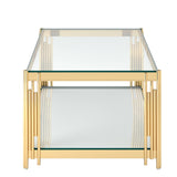 4. "Stylish and functional gold coffee table - Estrel Rectangular Coffee Table"