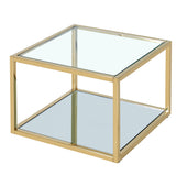 5. "Gold Square Coffee Table - Perfect for Small Living Rooms or Apartments"