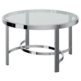 1. "Strata Coffee Table in Chrome with sleek modern design"
