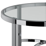 6. "Strata Coffee Table in Chrome with ample surface area for drinks and decor"