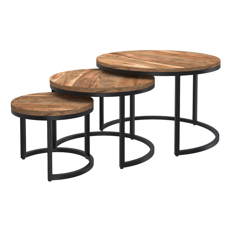 1. "Darsh 3pc Coffee Table Set in Natural and Black - Sleek and modern design"