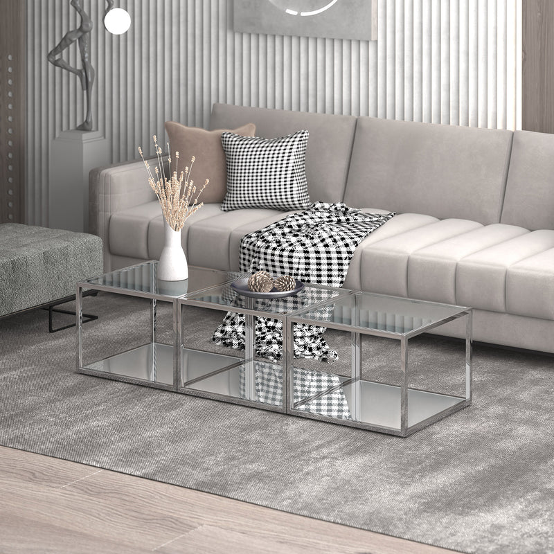 2. "Silver coffee table set - Perfect for small living spaces"