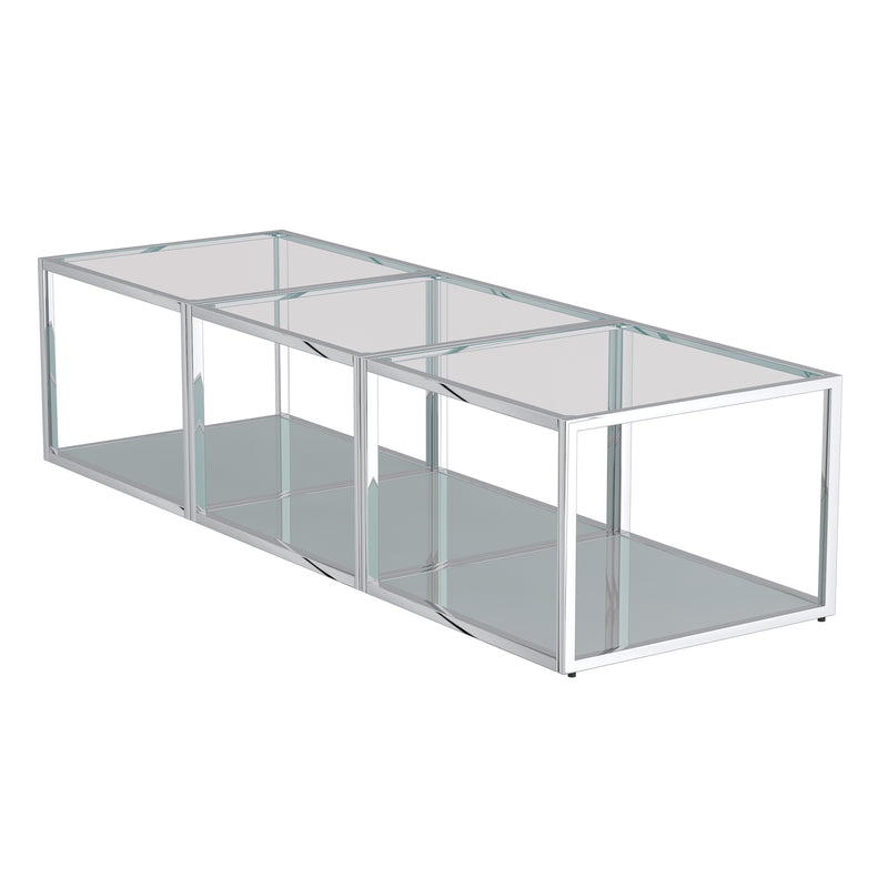 1. "Casini 3pc Small Coffee Table Set in Silver - Sleek and modern design"