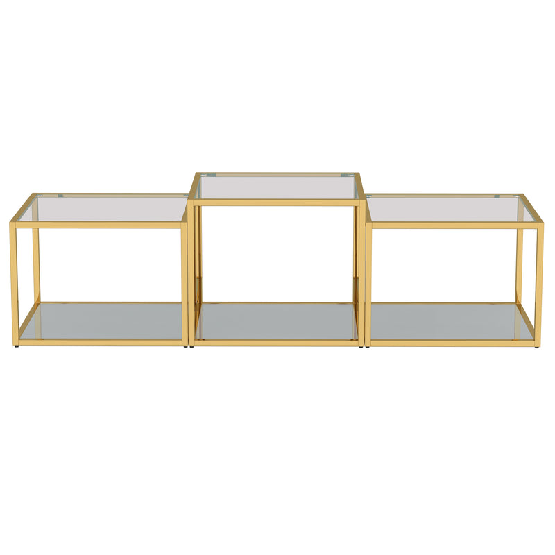 3. "Multi-Tier Coffee Table Set - Space-saving Solution with Ample Storage"