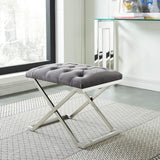 2. "Grey and Silver Aldo Bench - Contemporary design with a touch of elegance"