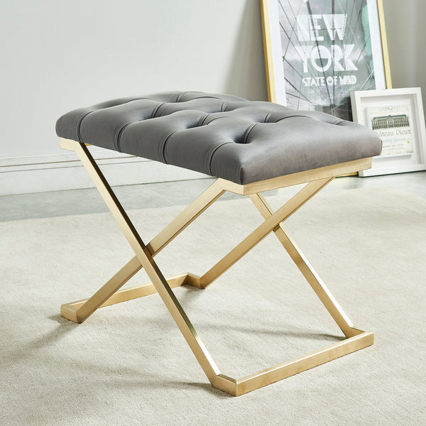 2. "Grey and Gold Rada Bench - Stylish and versatile furniture piece"