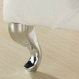 4. "White and Chrome Ottoman Bench - Sleek Design with Ample Storage Space"