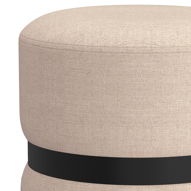 3. "Demi Round Ottoman in Beige and Black - Comfortable Seating with Modern Design"