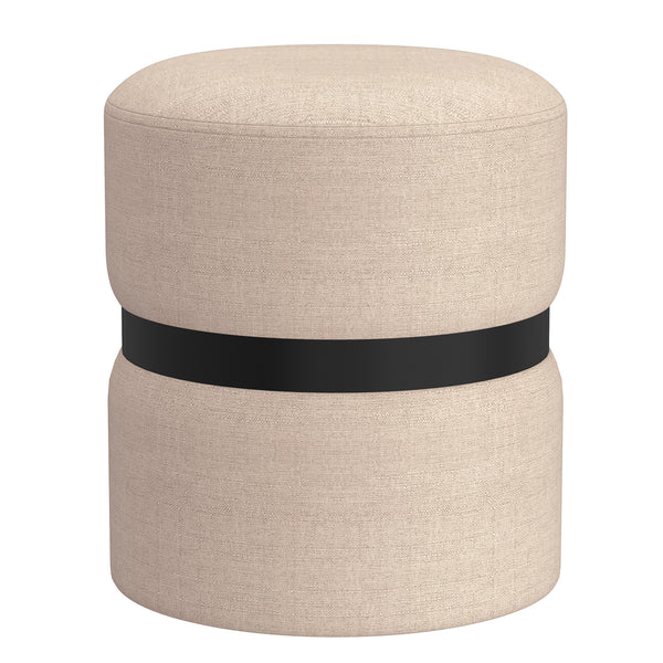 1. "Demi Round Ottoman in Beige and Black - Versatile and Stylish Furniture"