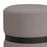 3. "Demi Round Ottoman in Warm Grey and Black - Comfortable Seating with a Modern Twist"