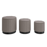 1. "Lexi 3pc Round Storage Ottoman Set in Warm Grey and Black - Stylish and Functional"