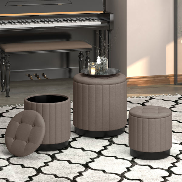 2. "Warm Grey and Black Ottoman Set - Perfect for Small Spaces"